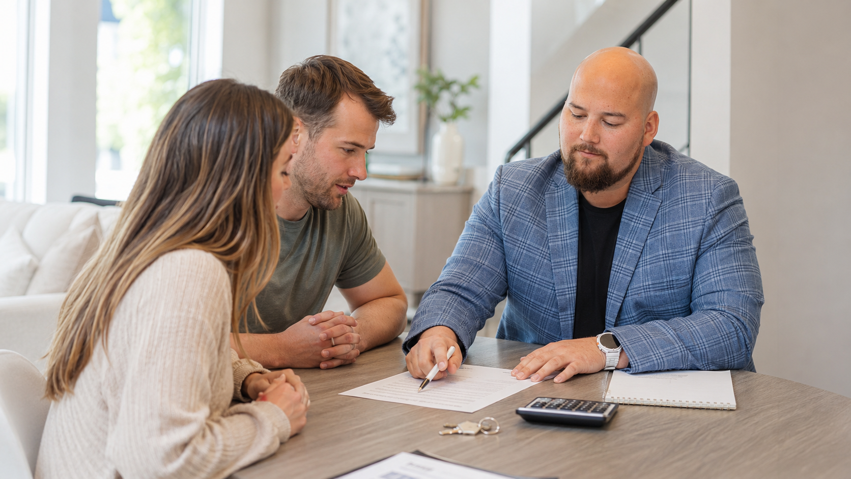 Closing day: buyers signing final paperwork with their agent at a Central Utah title company