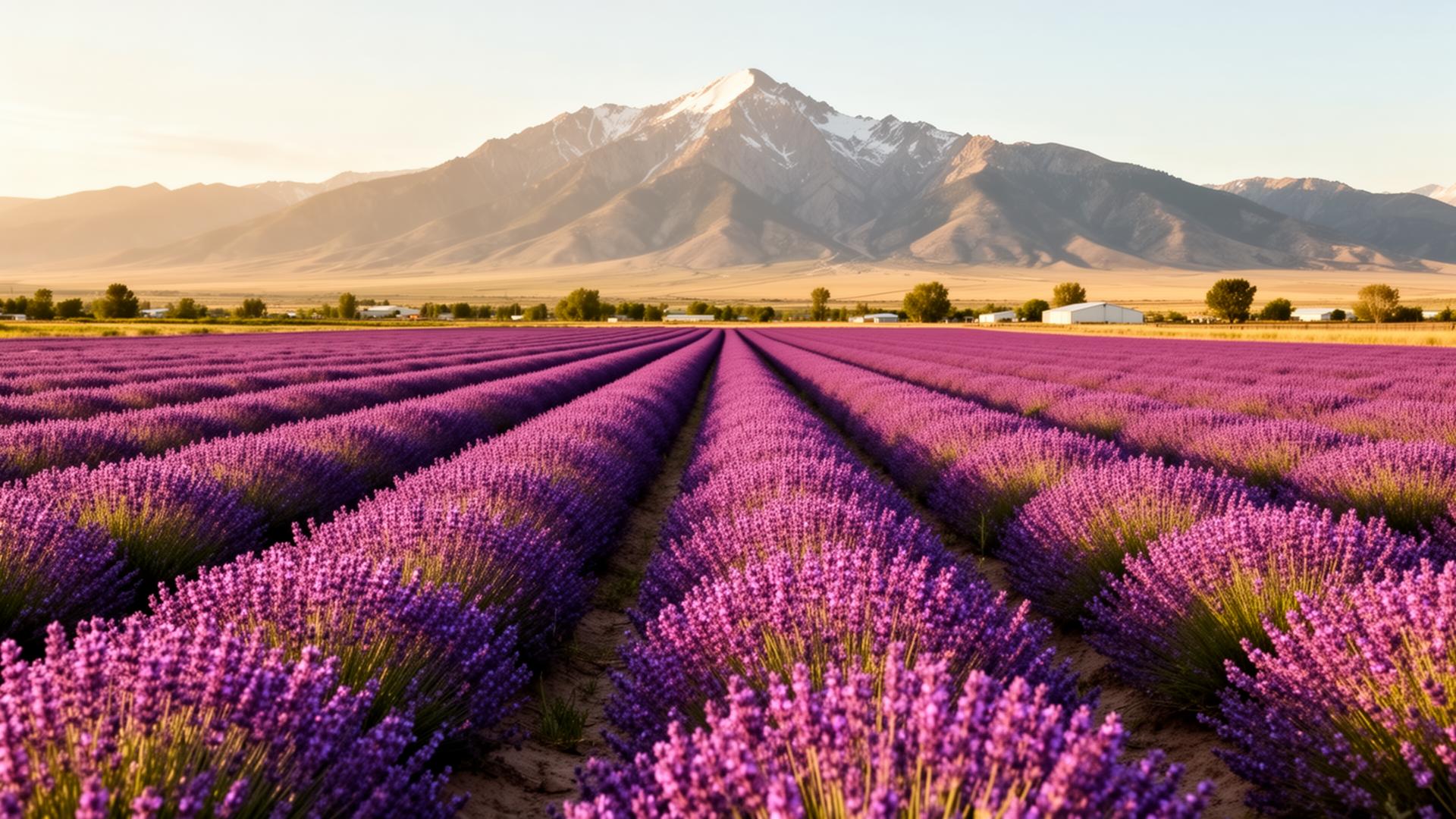Young Living lavender fields near Mona, Utah with Mt. Nebo in the background