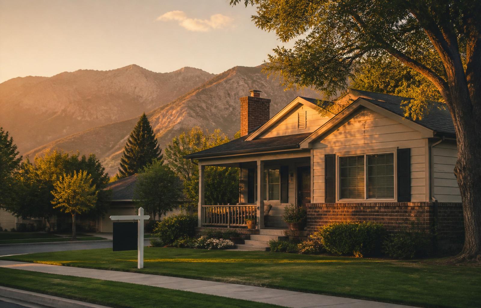 For sale sign in a Nephi, Utah residential neighborhood