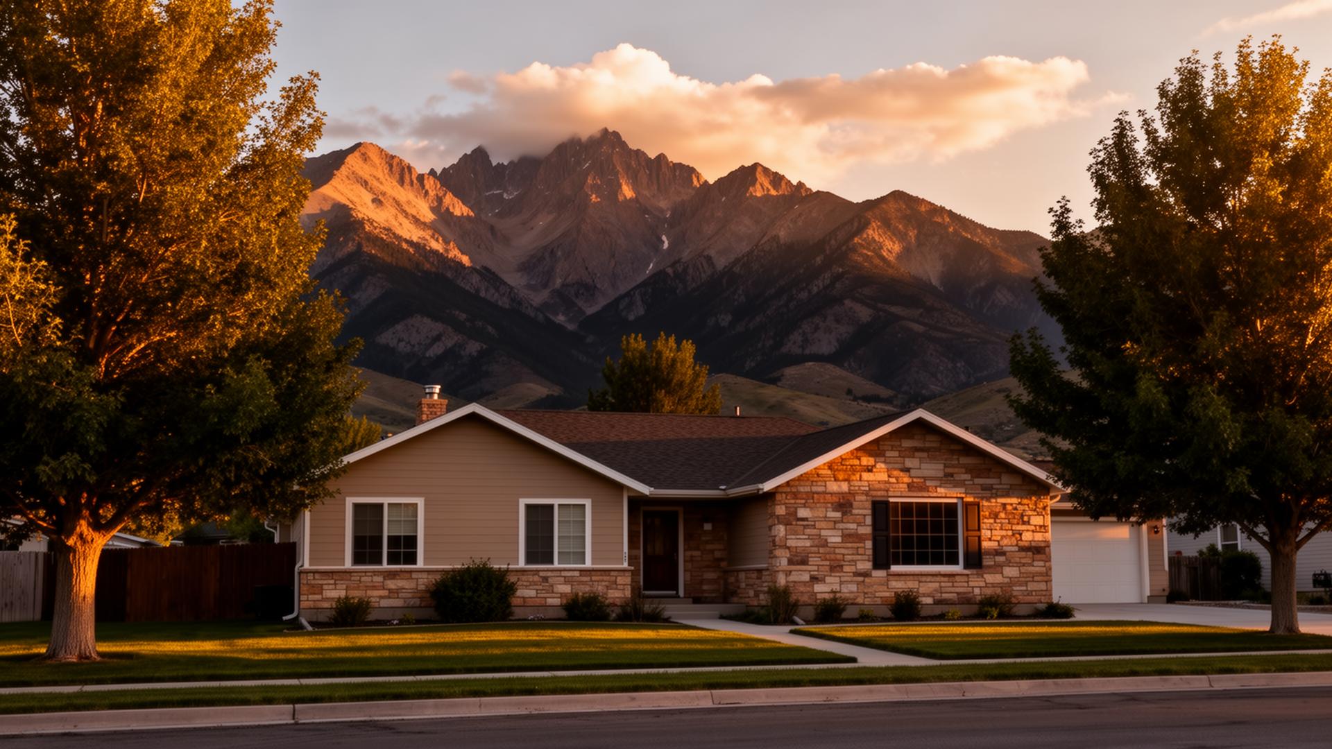 Home exterior in Nephi area with mountain backdrop